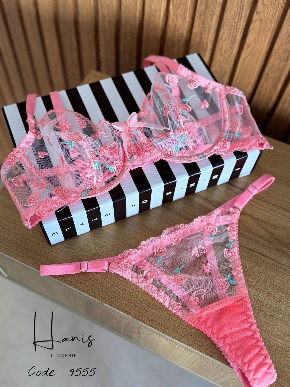 ست صورتی گل ریز فنردار برند هانیس